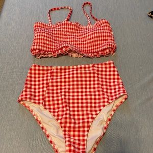 Red Gingham baiting suit -medium with tags